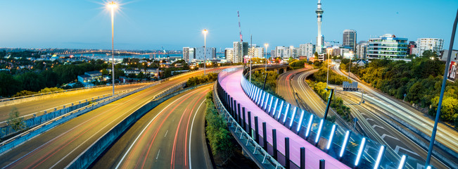 Night panorama view of Auckland NZ