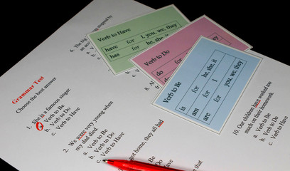 Obraz premium grammar test sheet