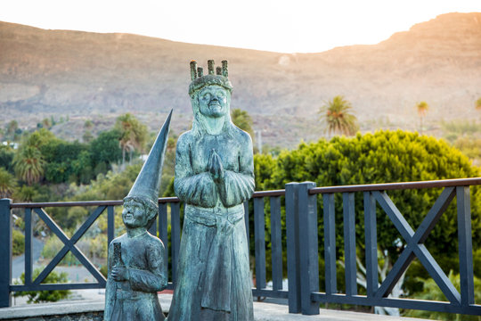  Eine Statue im Dorf Santa Lucia, Gran Canaria  