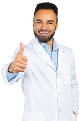 African-American black doctor man isolated white background