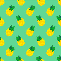 TROPICAL PINEAPPLE PATTERN
Tropical yellow pineapple with green leaves set as a seamless pattern on light green background. This can be used for wallpaper, fabric and etc.
