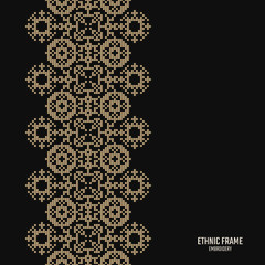 Golden frame in oriental style. Seamless border for design. Eastern background. Islamic card with place for text.