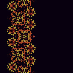 Embroidery frame. Seamless border for design. Handicraft background. Card with stitches and place for text.