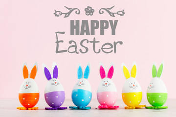 Easter scene with colored eggs