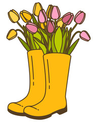 Vector illustration with flower pot and tulip