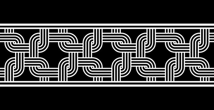 Vintage seamless horizontal border. Black and white