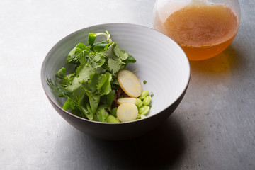 Vegetables and peas soup