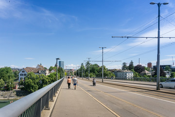 BASEL, SWITZERLAND - June 16, 2017: Tourists on foot Graben Street in Basel,Switzerland