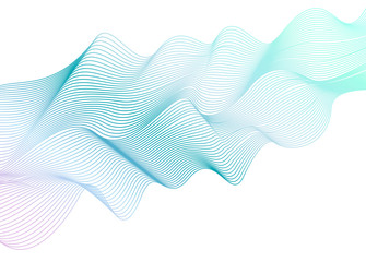 Light teal, aquamarine flowing wave. Elegant silk flying ribbon. Abstract line art design. Vector colored squiggle pattern, fluid. White background. Subtle curves.  EPS10 illustration