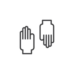 Obraz premium Rubber gloves outline icon. linear style sign for mobile concept and web design. Protective gloves simple line vector icon. Hands symbol, logo illustration. Pixel perfect vector graphics