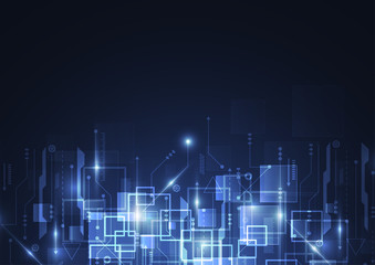 Abstract digital background with technology circuit board texture. Electronic motherboard illustration. Communication and engineering concept. Vector illustration