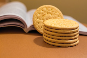 cookies for eating while reading  book, tasty and healthy food_