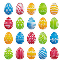 set of colored Easter eggs with patterns