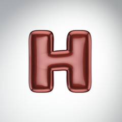Obraz premium Glossy paint letter H. 3D render of bubble font with glint isolated on white background