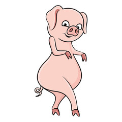 Cute pink pig on a white background.
