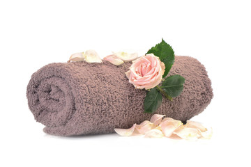 Bath towel with rose