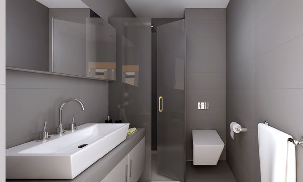 3d render of modern bathroom and shower