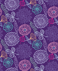 Hand drawn doodle floral pattern