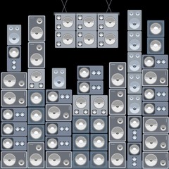 Big speaker wall. Vector wall of sound.