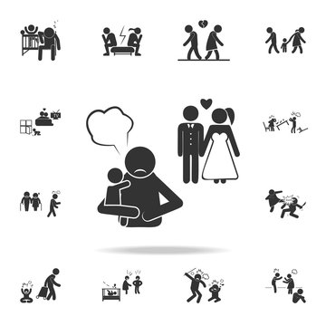 remarriage and abandoned children icon. Detailed set of illustration bad family icons. Premium quality graphic design. One of the collection icons for websites, web design