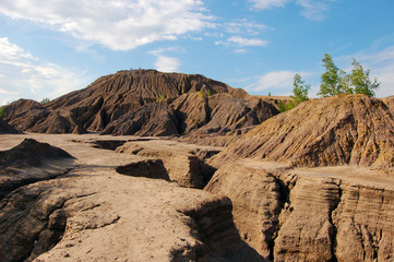 sandy canyon and mountains