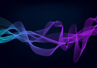 Abstract background with Dynamic particle sound waves. Wave of musical soundtrack for record. Vector illustration