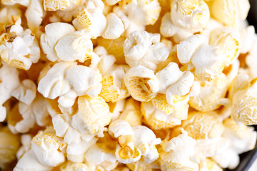 Fresh appetizing popcorn close-up.