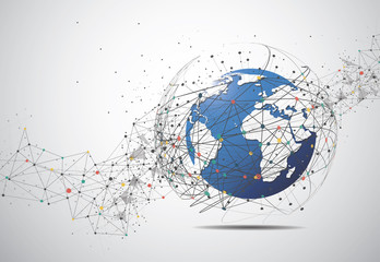 Global network connection. World map point and line composition concept of global business. Vector Illustration
