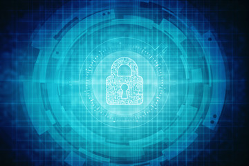 2d illustration Safety concept: Closed Padlock on digital background