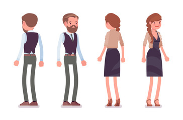 Fototapeta premium Handsome male and pretty female office employee standing