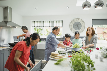 Family Preparing a Stir Fry Together