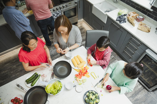 Family Cooking a Stir Fry Together