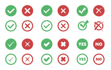 check box icons, tick and cross signs, check mark