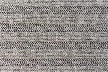 Horizontal striped gray knitting fabric texture, knitted pattern background