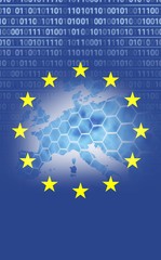 European union flag with binary codes