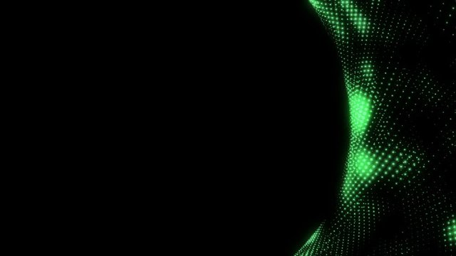 energy field. fields of flickering points. business cinematic background. place for text. seamless loop. green holographic series.