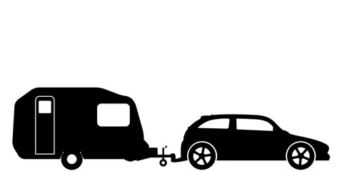 Car Towing Caravan Silhouette