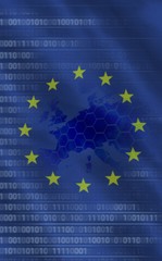 European union flag with binary codes