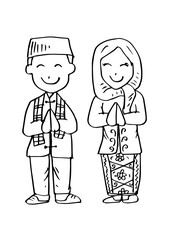  Cartoon costume. Betawi,  Jakarta,  Indonesian traditional clothes.