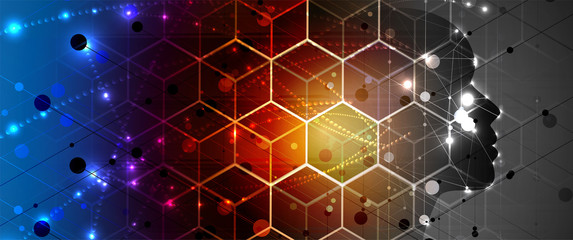 Artificial intelligence. Technology web background. Virtual concept