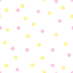 Seamless pattern of yellow and pink lemon slice shape. Vector illustration.