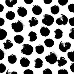 Vector hand drawn black and white seamless pattern in grunge style. Brush stroke, geometric shapes ornament illustration. Good for packaging paper, wallpaper and print design, etc.