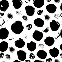 Vector hand drawn black and white seamless pattern in grunge style. Brush stroke, geometric shapes ornament illustration. Good for packaging paper, wallpaper and print design, etc.