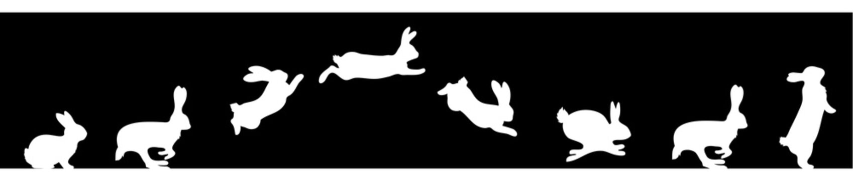 Jumping Easter Bunny black Banner