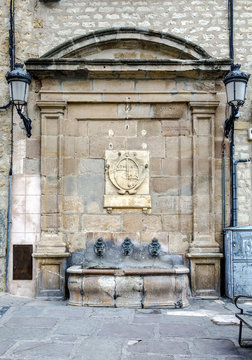 Fountain of the XVII century Cathedral, Siguenza Spain