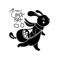 Vector Happy Easter card with bunny and lettering