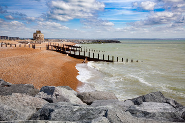 Martello tower defensive fort at Eastbourne seacoast Sussex South East England UK