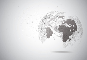 Global network connection. World map point and line composition concept of global business. Vector Illustration