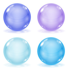 Obraz premium Glass balls. Set of blue 3d shiny sheres isolated on white background