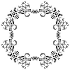 Floral decorative frame. Black ornament